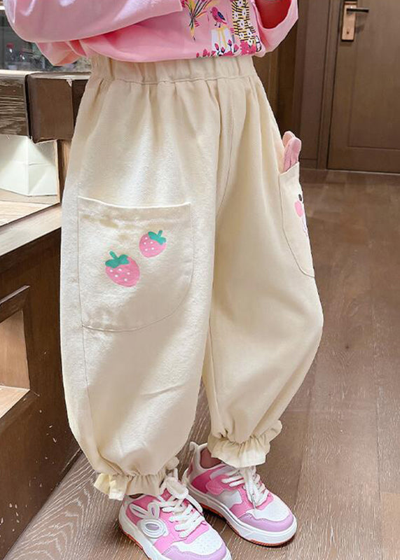 Pink Pockets Patchwork Kids Lantern Pants Spring
