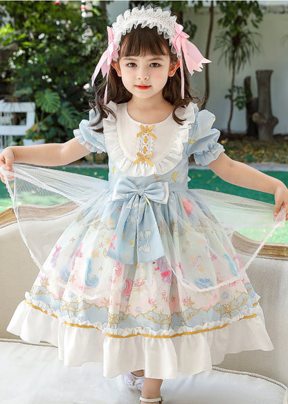 Pink Ruffled Patchwork Bow Chiffon Baby Maxi Dress Summer