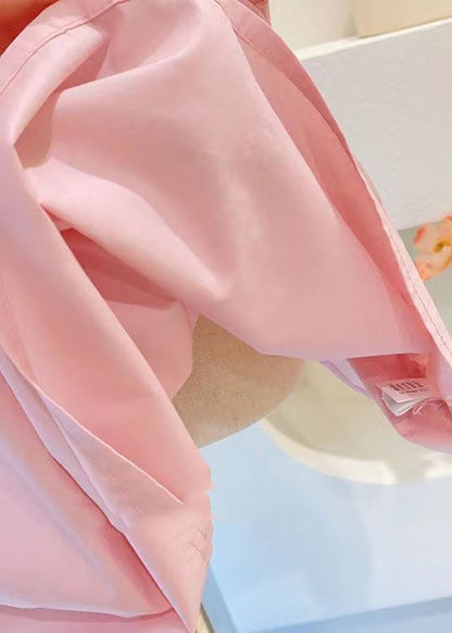 Pink Ruffled Patchwork Cotton Kids Dress Summer
