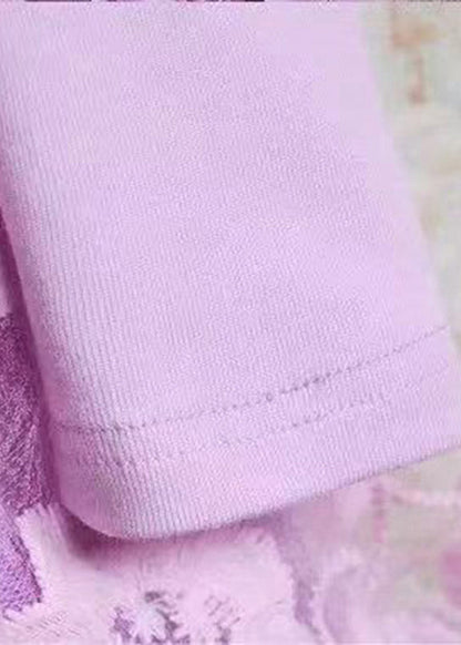 Purple Embroideried Patchwork Tulle Kids Long Dress Long Sleeve