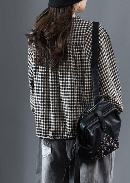Luxury Purple O-Neck Plaid Fall Long Sleeve Trench