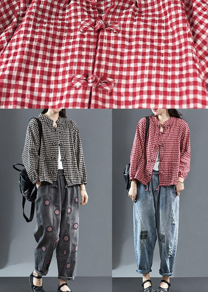Luxury Blue O-Neck Plaid Fall Long Sleeve Trench