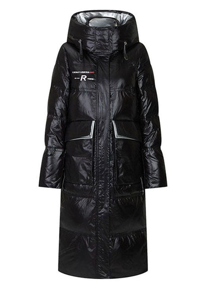 Black Pocket Sfine Warm Winter Duck Down Coat