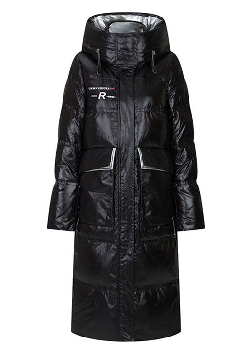 Black Pocket Sfine Warm Winter Duck Down Coat
