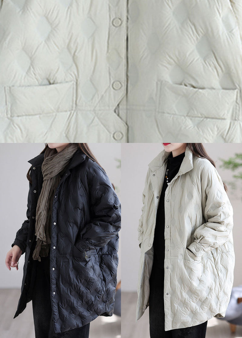 Black Pockets Patchwork Winter Duck Down Coat