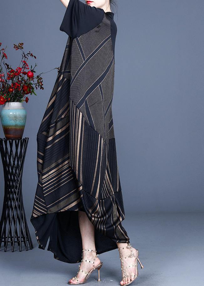 Black Striped Button Patchwork Coat Summer
