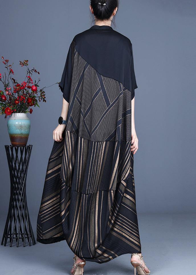 Black Striped Button Patchwork Coat Summer