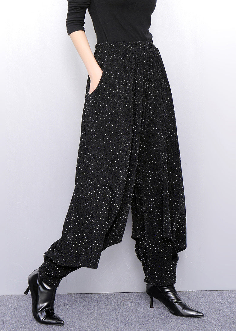 Minimalism Lantern Pants With Textured Gold Pattern