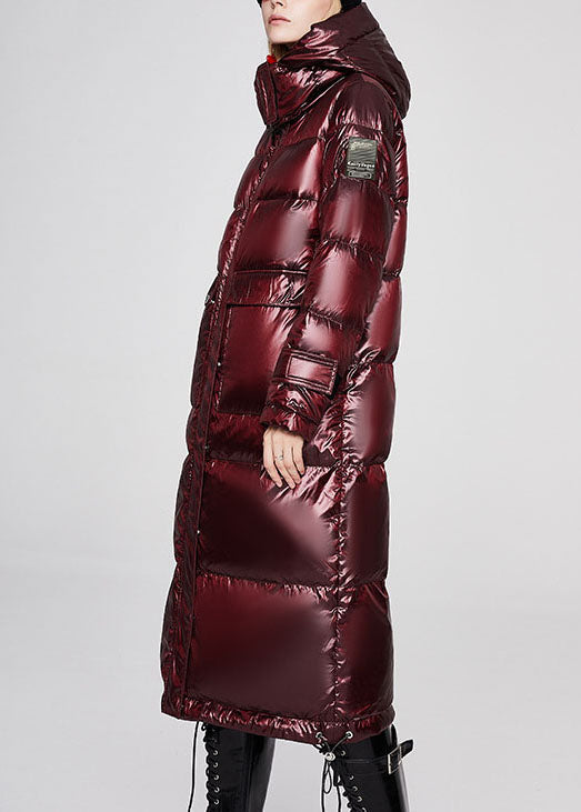 Mulberry Pockets Graphic Lengthen Winter Duck Down Jacket