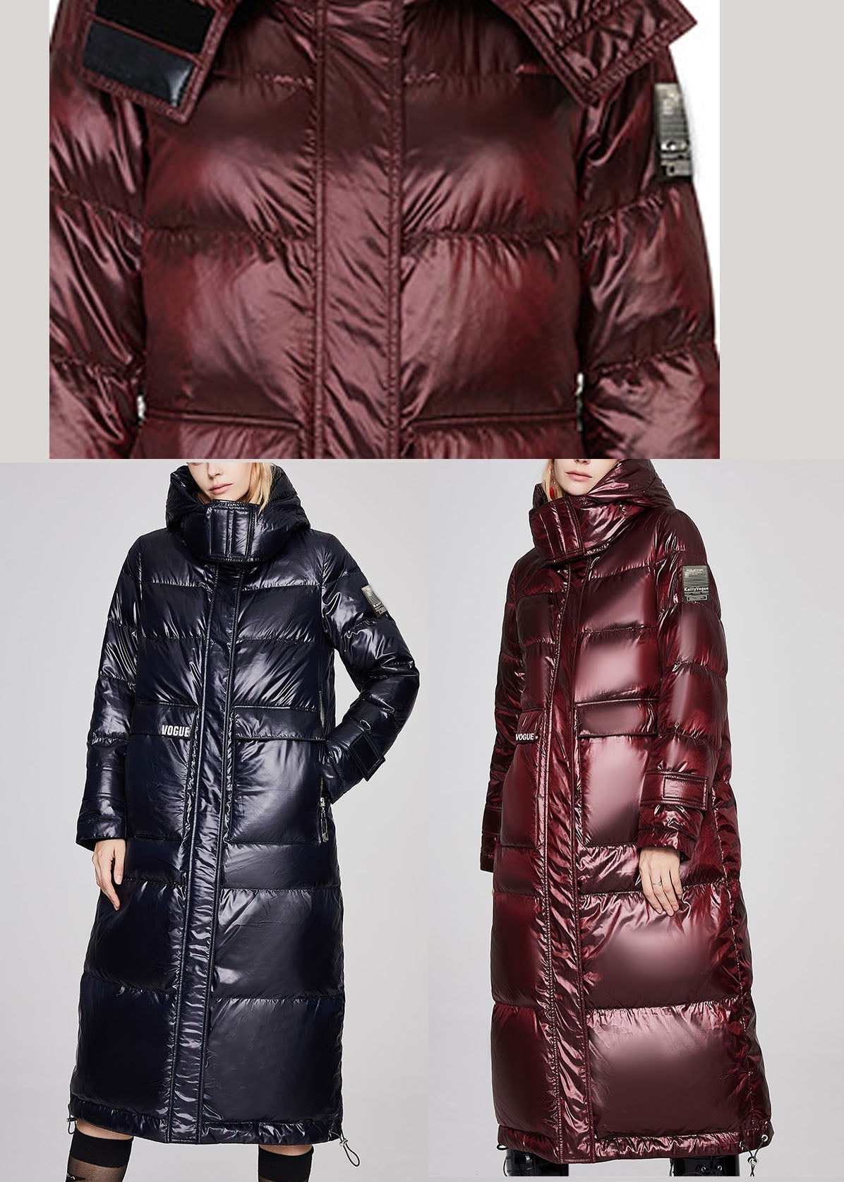 Mulberry Pockets Graphic Lengthen Winter Duck Down Jacket