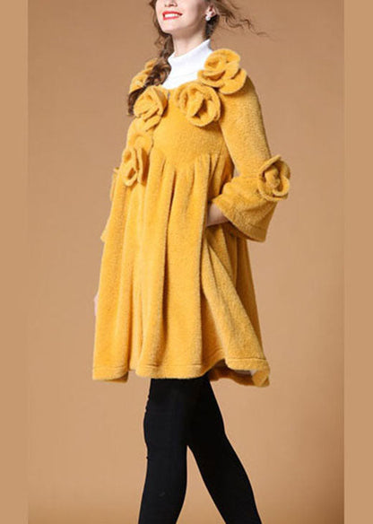 Yellow Pockets Button Fall Coat