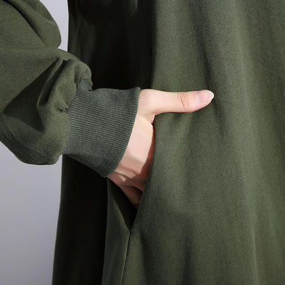 Black Coat O Neck Asymmetrical Design Coats Fine Zippered Long Coats