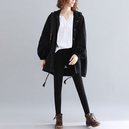 Black Parkas for Hooded Warm Winter Coat Embroidery Winter Coats