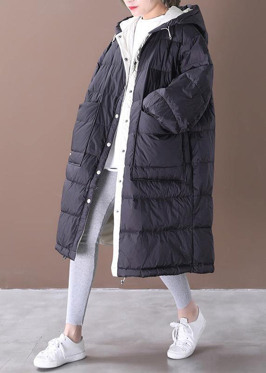 Black Warm Winter Coat Parka Hooded Pockets Warm Coats