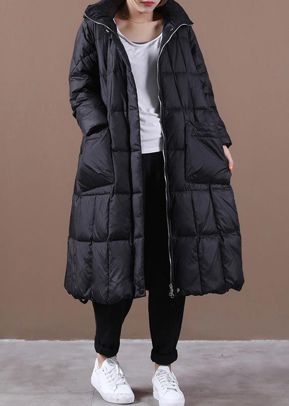 Black Warm Winter Coat Parka Hooded Zippered Coats