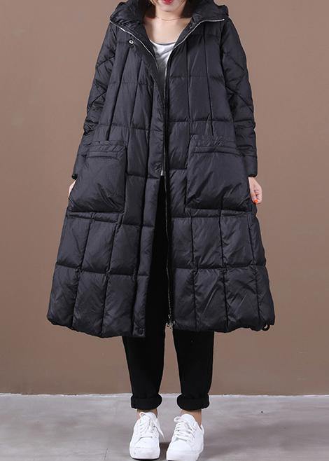 Black Warm Winter Coat Parka Hooded Zippered Coats