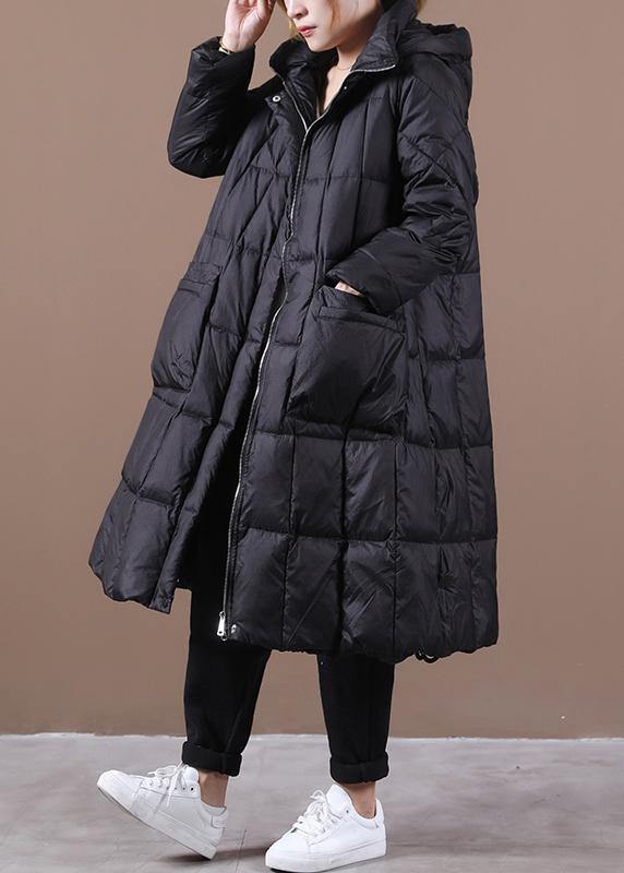 Black Warm Winter Coat Parka Hooded Zippered Coats