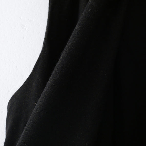 Black Woolen Long Coat Oversized Asymmetric Hem Maxi Coat Sleeveless Long Jackets