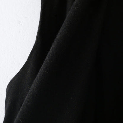 Black Woolen Long Coat Oversized Asymmetric Hem Maxi Coat Sleeveless Long Jackets
