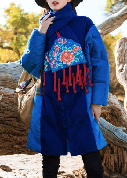 Blue Winter Outwear Clothing Jackets & Coats Stand Collar Patchwork Winter Coats