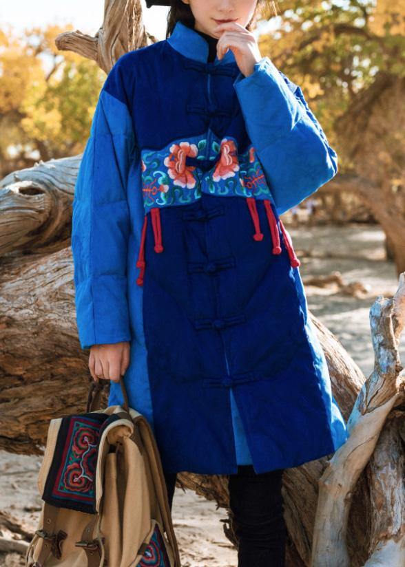 Blue Winter Outwear Clothing Jackets & Coats Stand Collar Patchwork Winter Coats