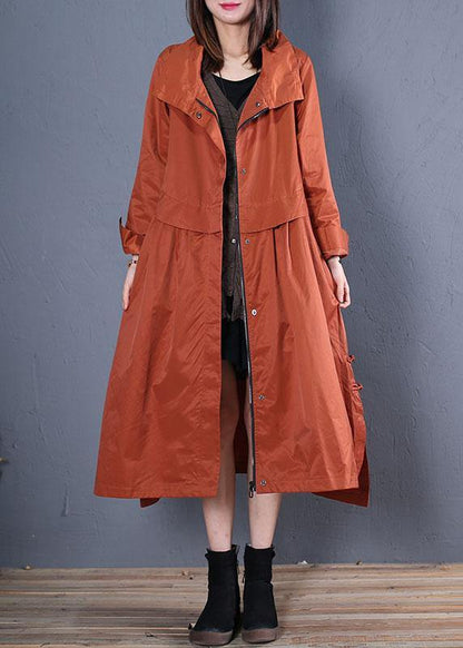 Maxi Coat Fall Coat Red Low High Design Outwear