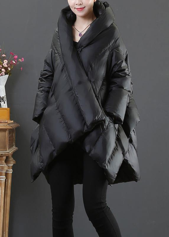 Snow Jackets Coats Black Hooded Asymmetric Down Jacket Woman