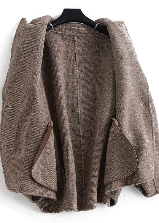 Chocolate Wool Coat Woman Coats Button Down Notched Coats