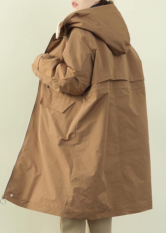 Khaki Outfit Clothing Down Jacket Hooded Zippered Winter Outwear