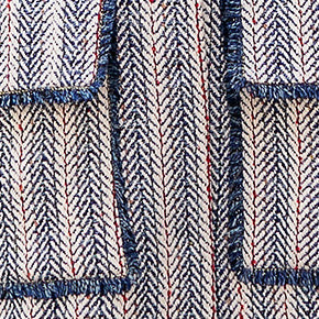 Navy Striped Maxi Coat Pockets Side Open Coats Boutique Notched Maxi Coat