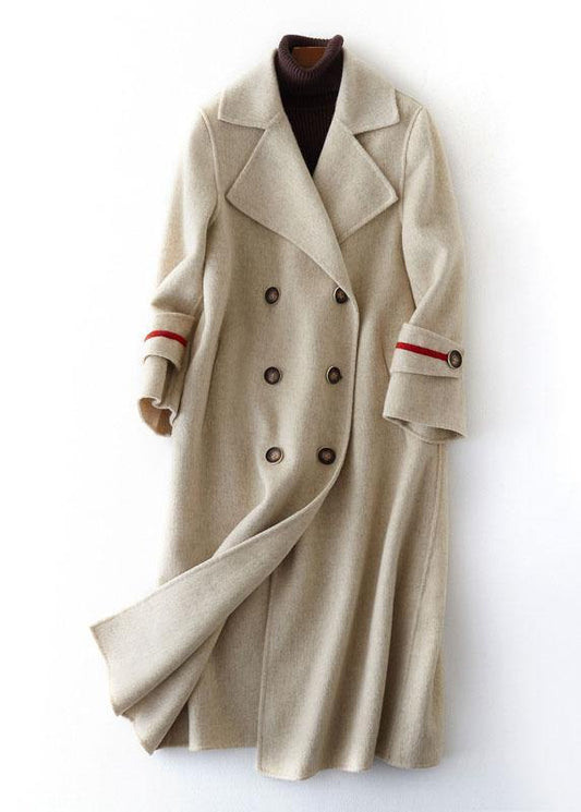 Nude Woolen Coats Oversize Long Winter Coat Double Breast Notched
