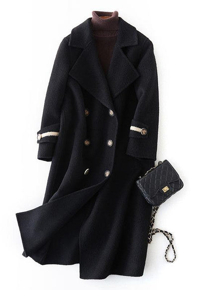 Nude Woolen Coats Oversize Long Winter Coat Double Breast Notched