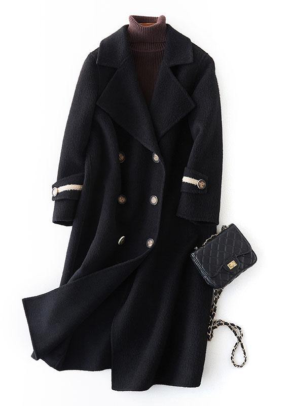 Nude Woolen Coats Oversize Long Winter Coat Double Breast Notched
