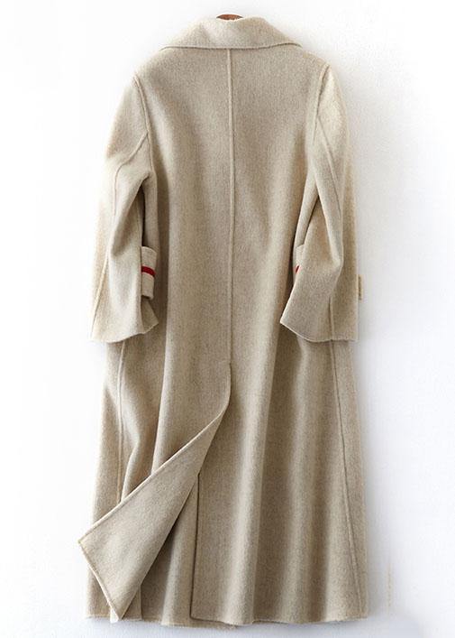 Nude Woolen Coats Oversize Long Winter Coat Double Breast Notched