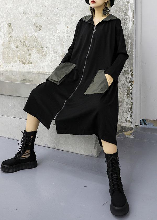 Clothing Coat Fall Jackets Gray Green Patchwork Hooded Coat