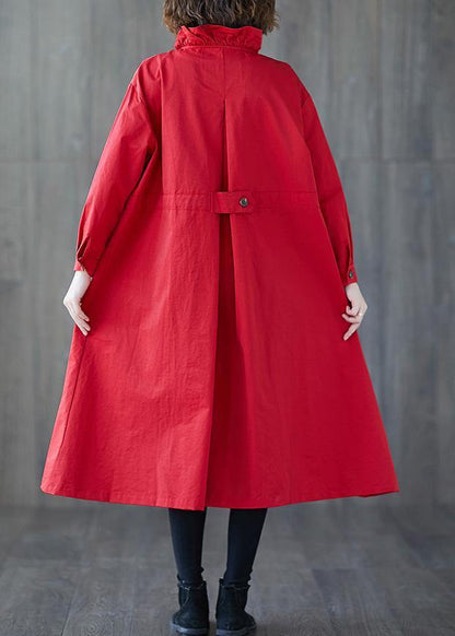 Clothing Long Jackets Fall Ruffled Drawstring Zippered Coat