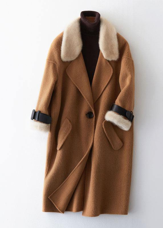 Clothing Winter Jackets Fur Collar Outwear Khaki Big Pockets Wool Jackets