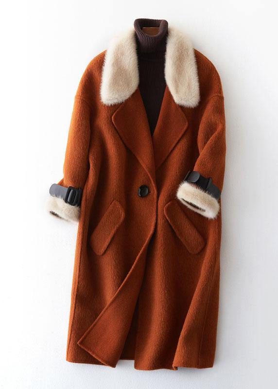 Clothing Winter Jackets Fur Collar Outwear Khaki Big Pockets Wool Jackets