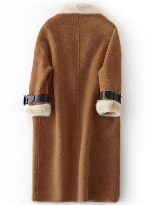 Clothing Winter Jackets Fur Collar Outwear Khaki Big Pockets Wool Jackets