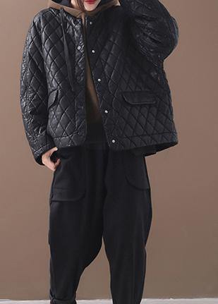 Warm Winter Over Short Coat Black O Neck Outwear