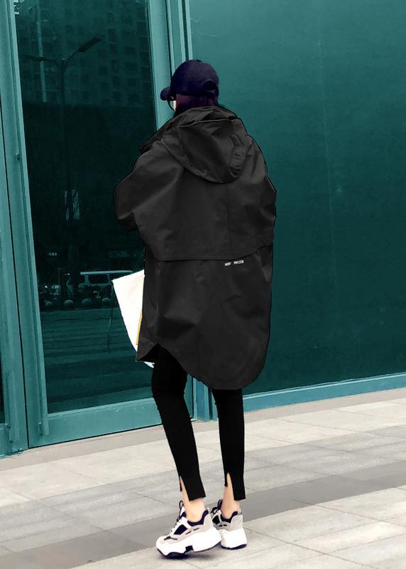 Parka Overcoat Black Hooded Pockets Down Coat Winter