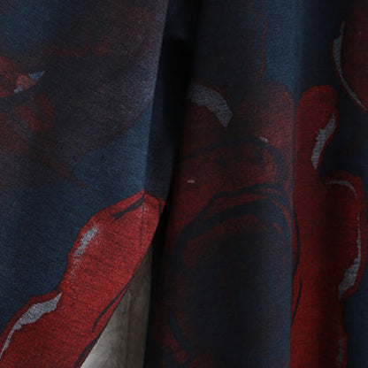 Print Cotton Blended Coat Oversize Pockets Outwear Long Sleeve Baggy Trench Coat