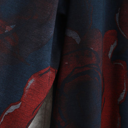 Print Cotton Blended Coat Oversize Pockets Outwear Long Sleeve Baggy Trench Coat