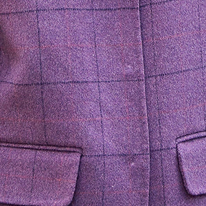 Purple Plaid Coats Notched Wool Coat New Pockets Back Side Open Coat