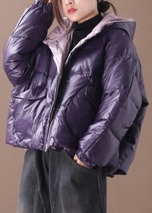 Purple Parkas Coats Winter Hooded Thick Outwear