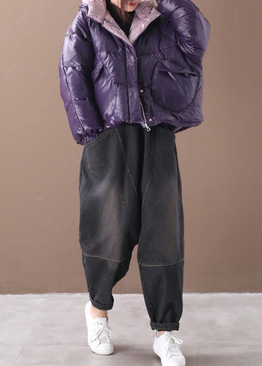 Purple Parkas Coats Winter Hooded Thick Outwear