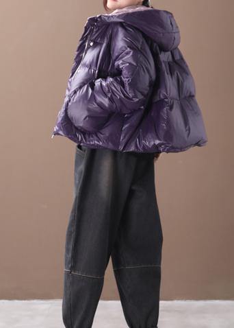 Purple Parkas Coats Winter Hooded Thick Outwear