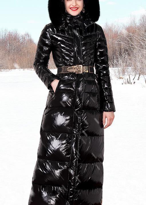 Parka Hooded Jackets Black Fur Collar Duck Down Coat