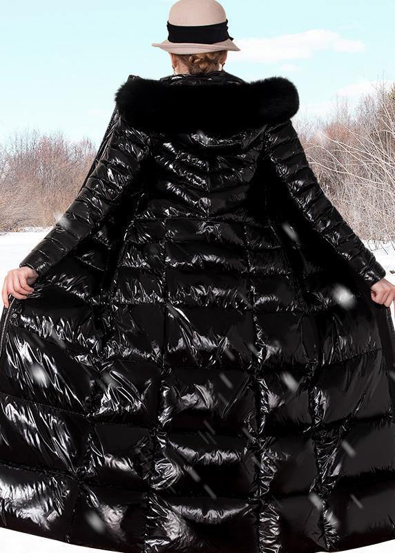 Parka Hooded Jackets Black Fur Collar Duck Down Coat