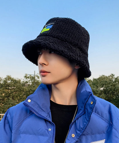 New Black Versatile Fleece Wool Lined Bucket Hat